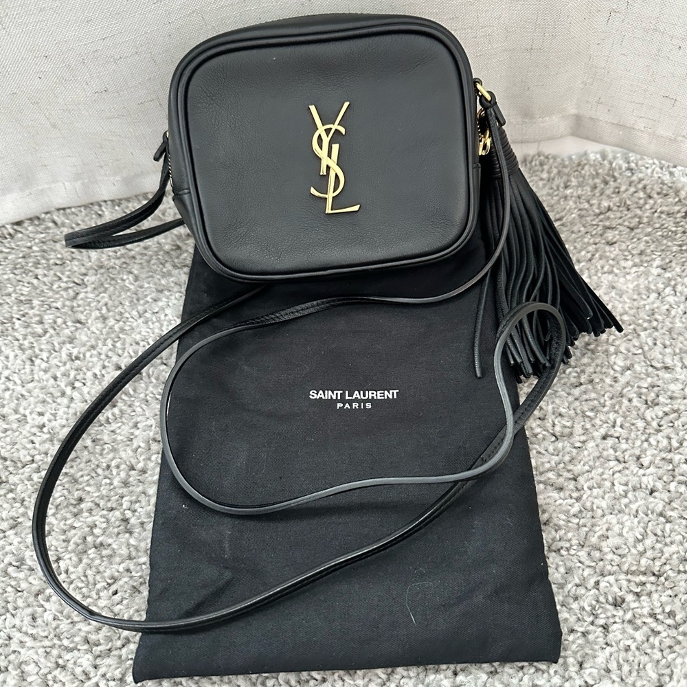 Saint Laurent Black Leather Crossbody Camera Bag
